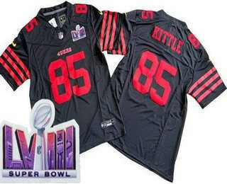 Men%27s San Francisco 49ers #85 George Kittle Limited Black FUSE LVIII Super Bowl Vapor Jersey->women nfl jersey->Women Jersey